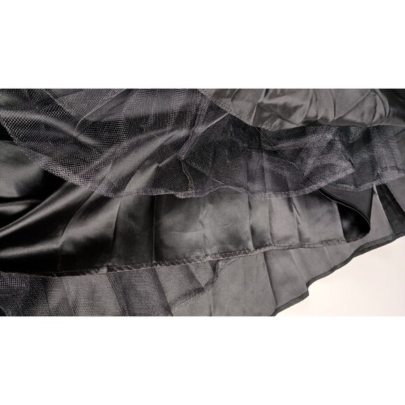 Jessica McClintock Maxi Skirt Gothic Steampunk Sz 12 Vintage Black Layers Bustle - Picture 9 of 15